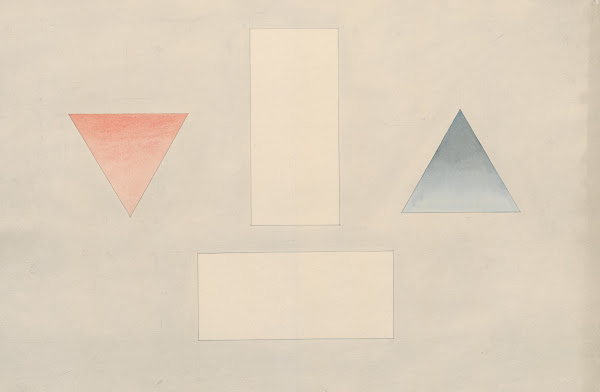 A red triangle pointing downwards a blue triangle pointung upwards and two float
