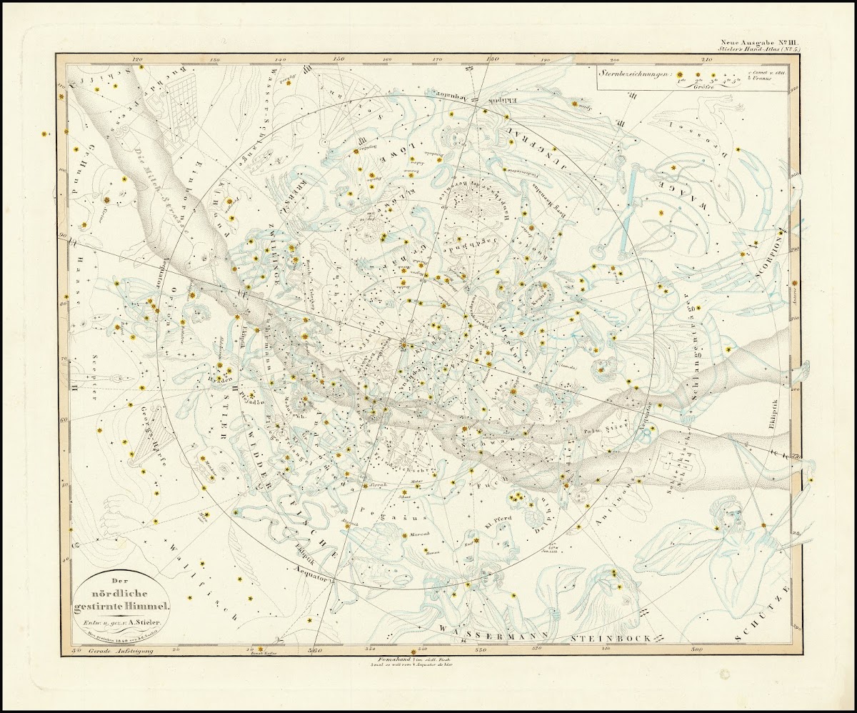 Celestial Map Of The Northern Hemisphere 1840