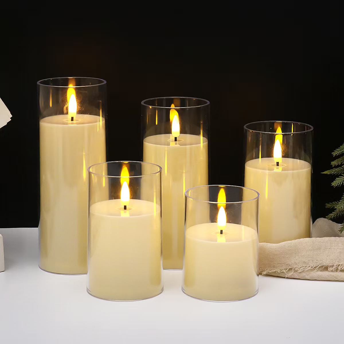 LED pillar candles with flicker effect