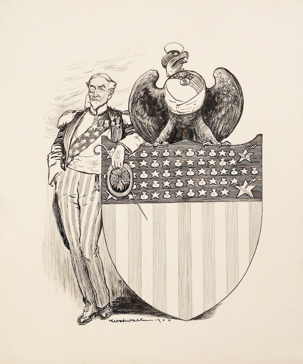 Uncle Sam the American eagle and the American shield 1900