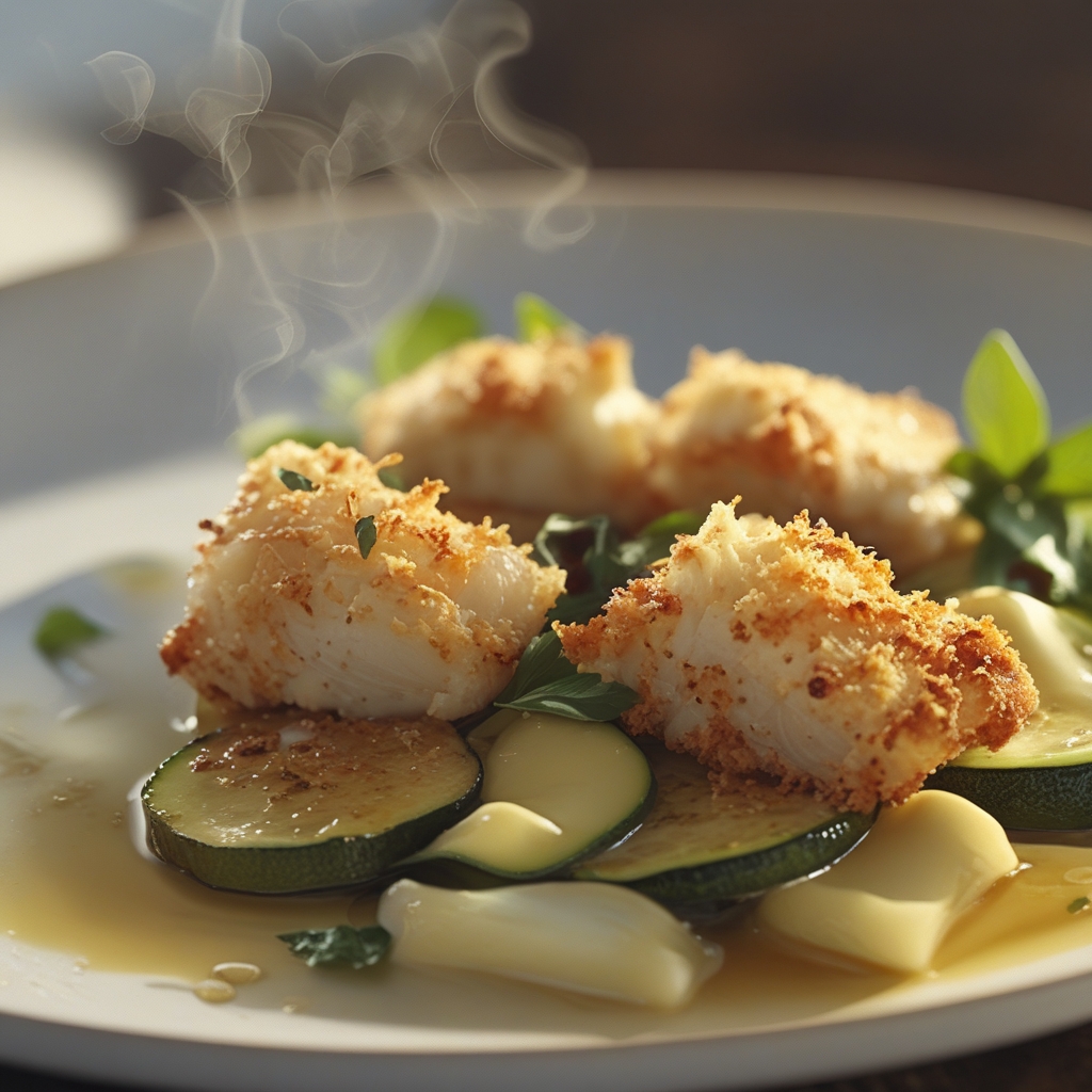 Crunchy Parmesan-Crusted Cod + Zucchini Skillet