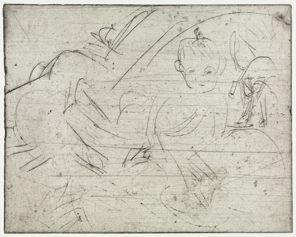 Liegender Bube und Katze 1919