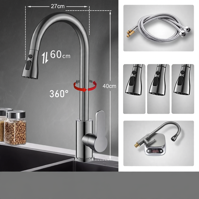 Pull-out kitchen faucet with ceramic valve