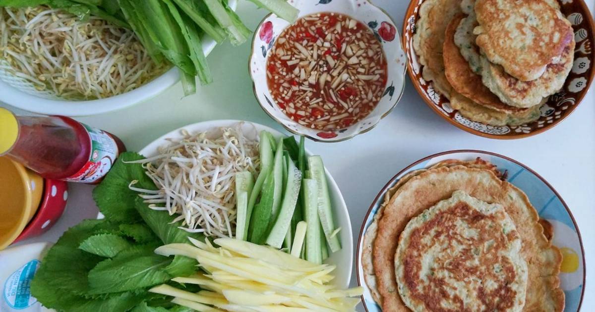 Bánh cá cơm mơm sữa cuốn rau