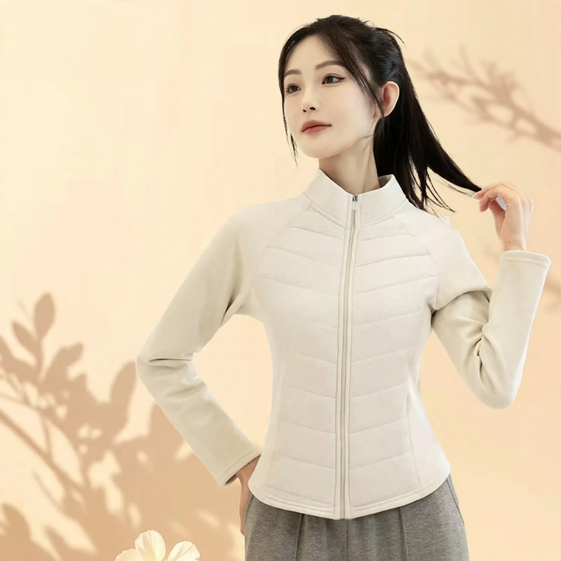 Women's puffer jacket with stand-up collar and graphene lining