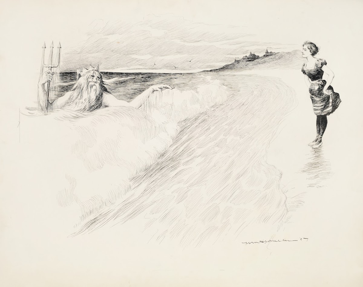 A young woman on the sea shore talks to Neptune 1897