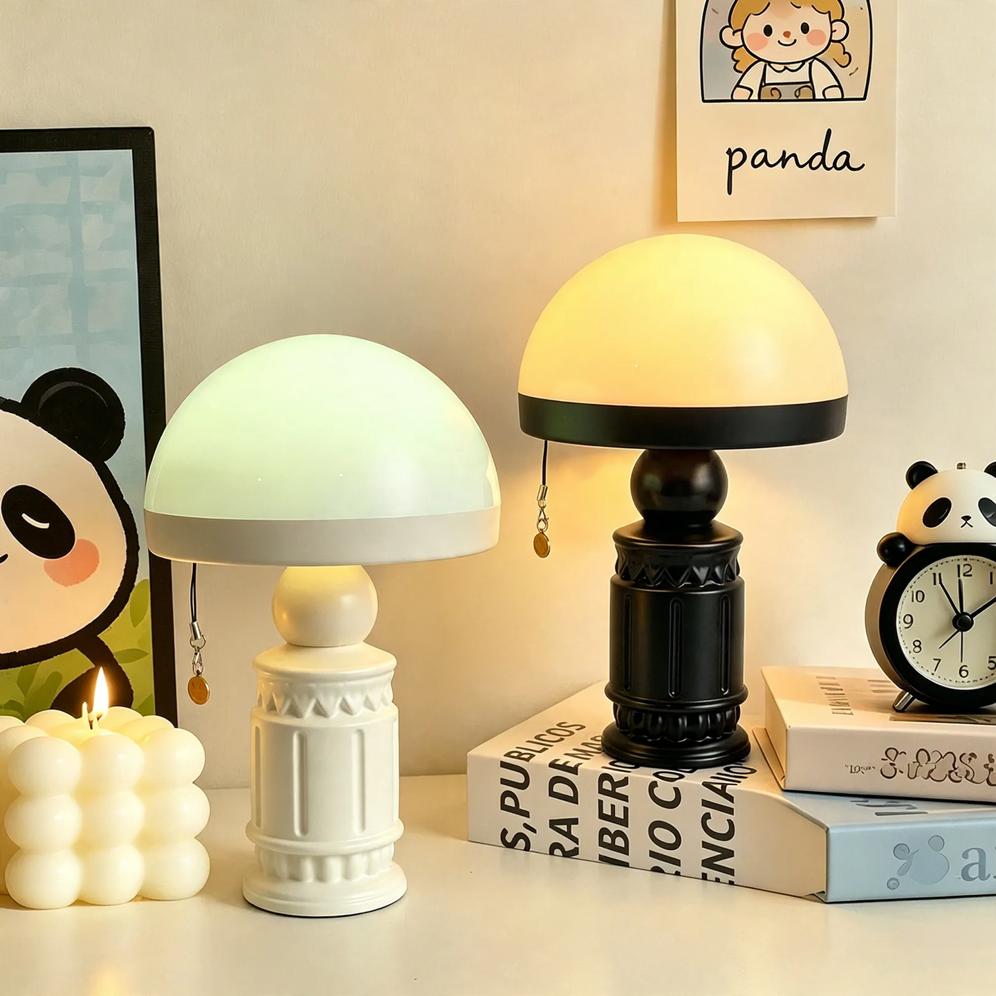 Vintage Column Lamp with Relief Pattern
