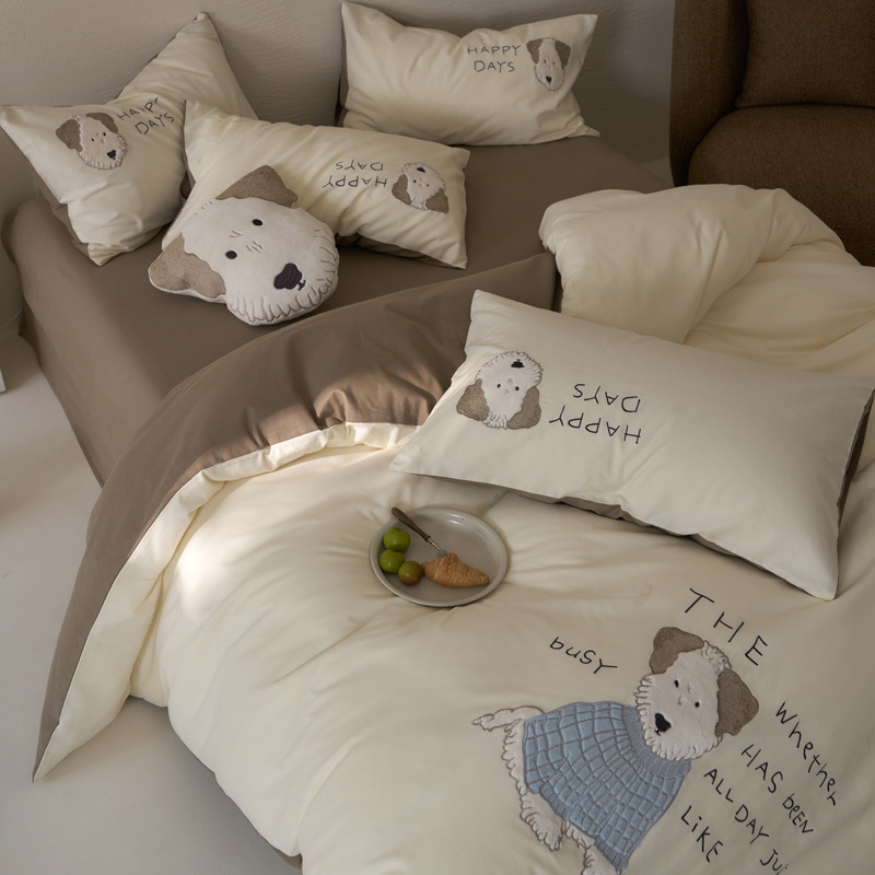 4-piece bedding set, long-staple cotton, brushed