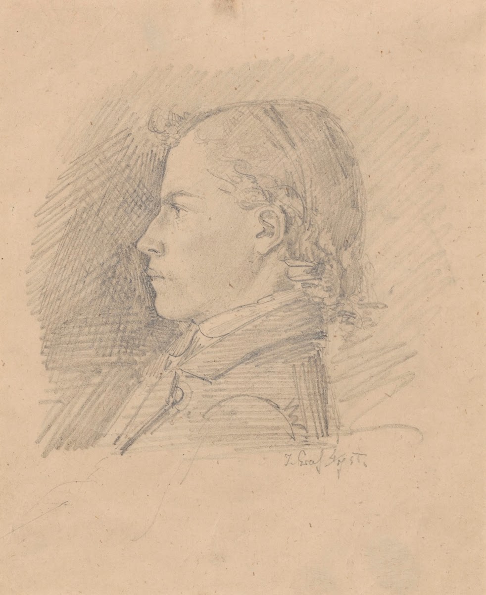 Bust of a young man in profile