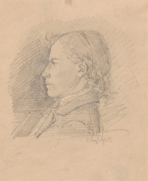 Bust of a young man in profile