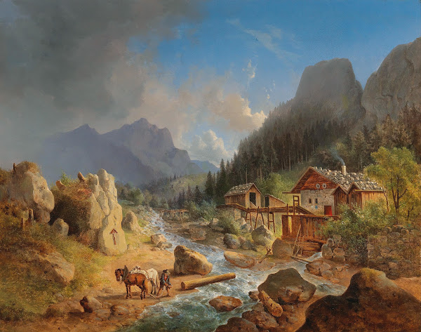 Mountain Landscape with Mill on a Stream 1841