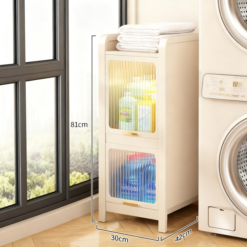 Narrow drawer cabinet for nooks and gaps
