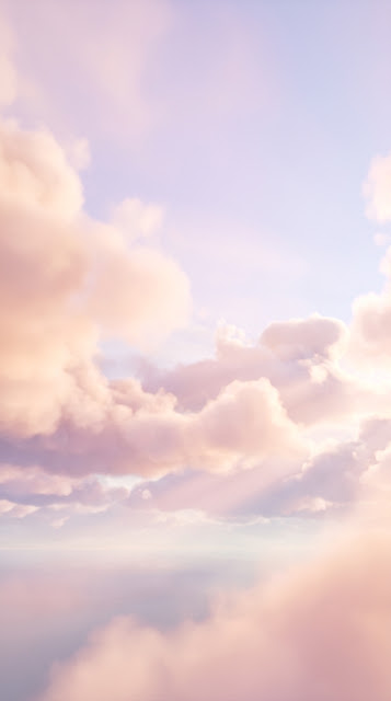 Soft Pastel Volumetric Cloudscape Background - Free mobile Wallpaper
