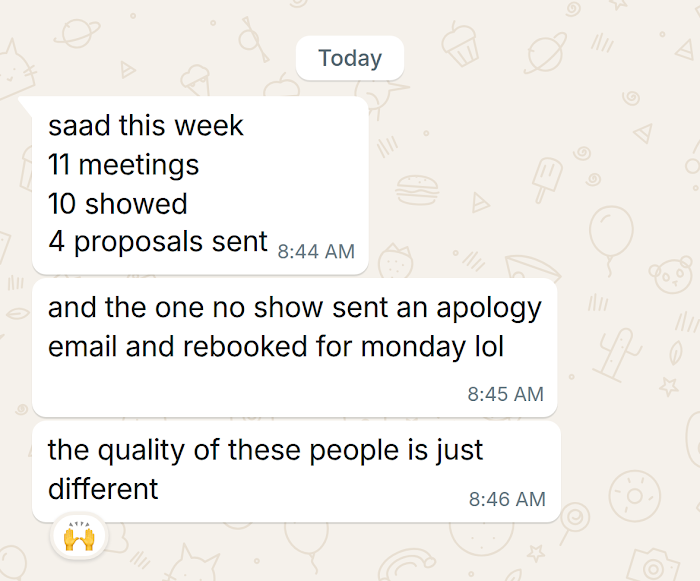 Client message on WhatsApp
