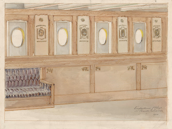 Ontwerp voor een kinderkamer Eerste Klas op de SS Prinses Juliana 1910