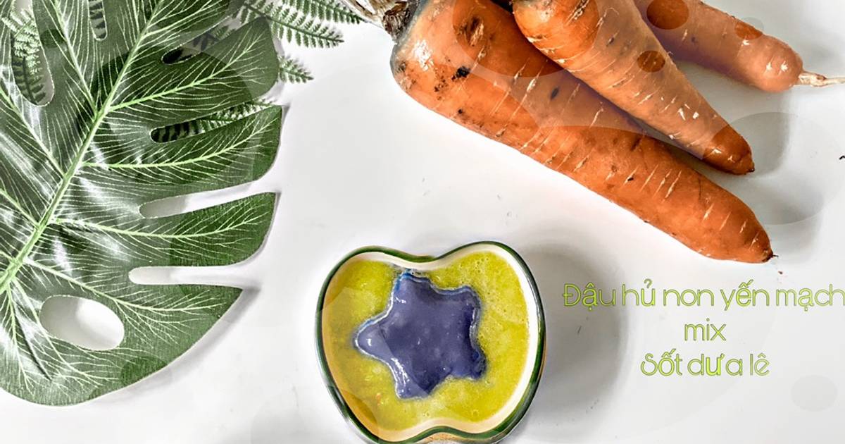 Yến mạch đậu hủ non mix sốt dưa lê