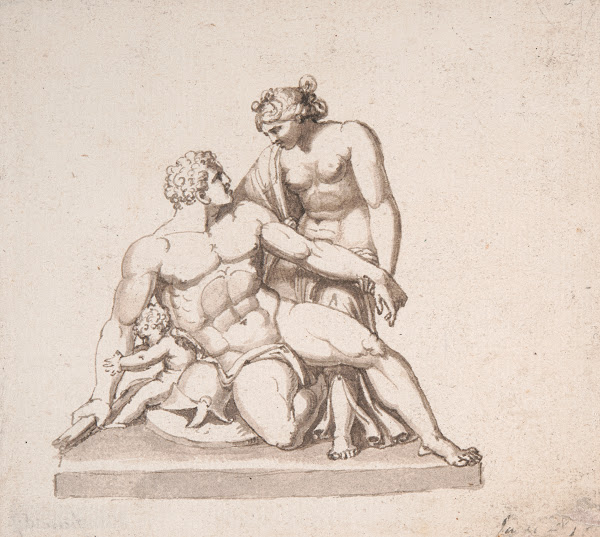 Study of a sculptural group Mars Venus and Cupid