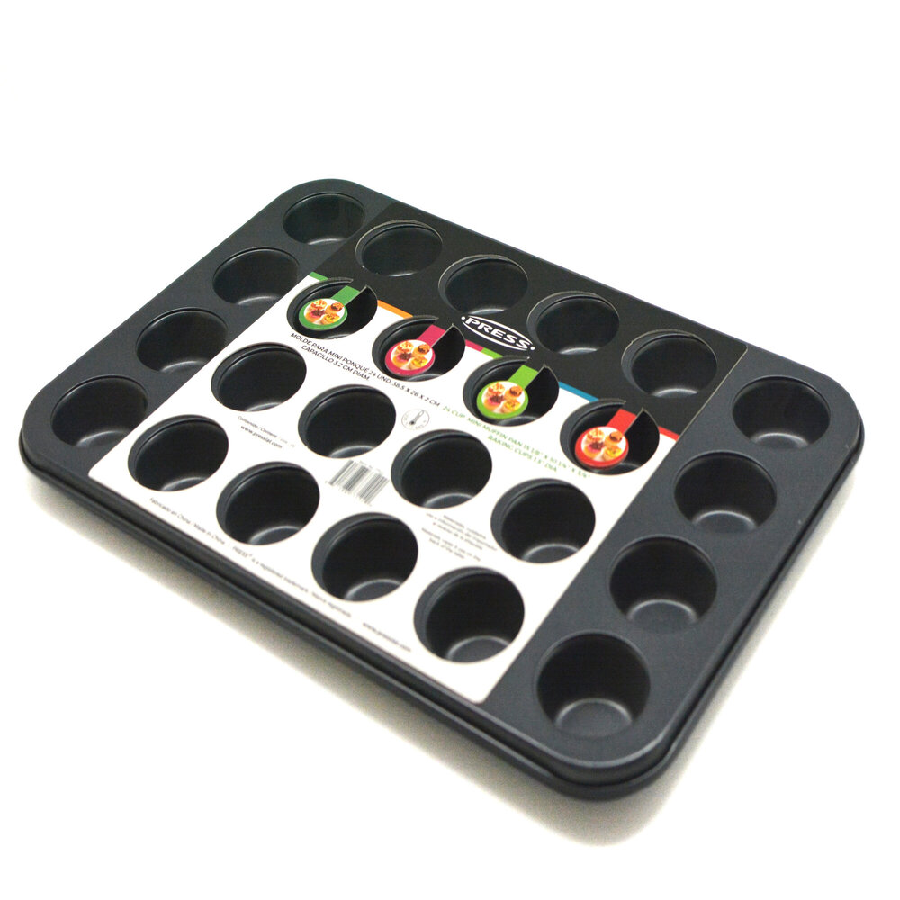 Molde para cupcakes mini de acero antiadherente Press™ para 24 piezas