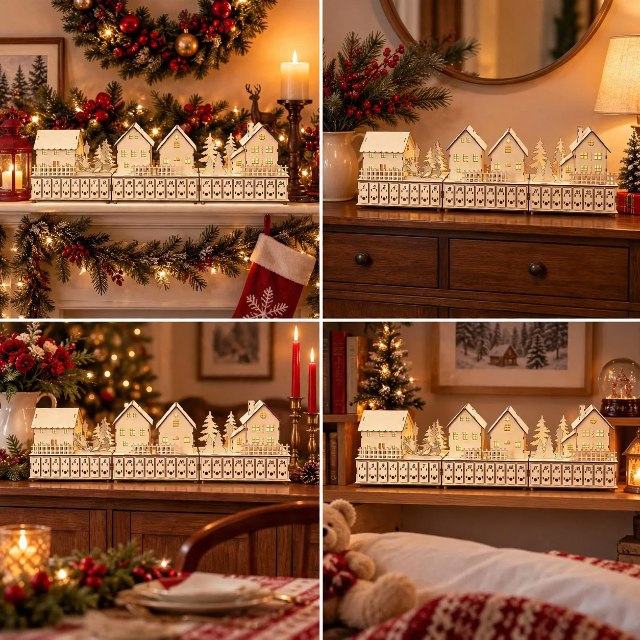 Illuminated Advent Calendar made of Wood