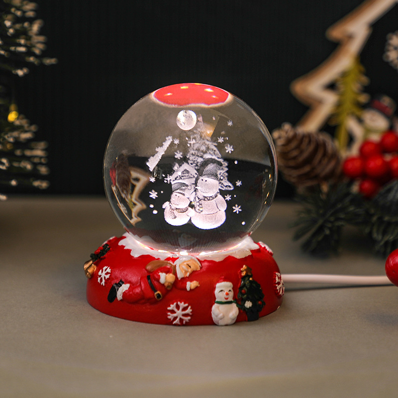 3D Crystal Ball with Engraving and Light Base