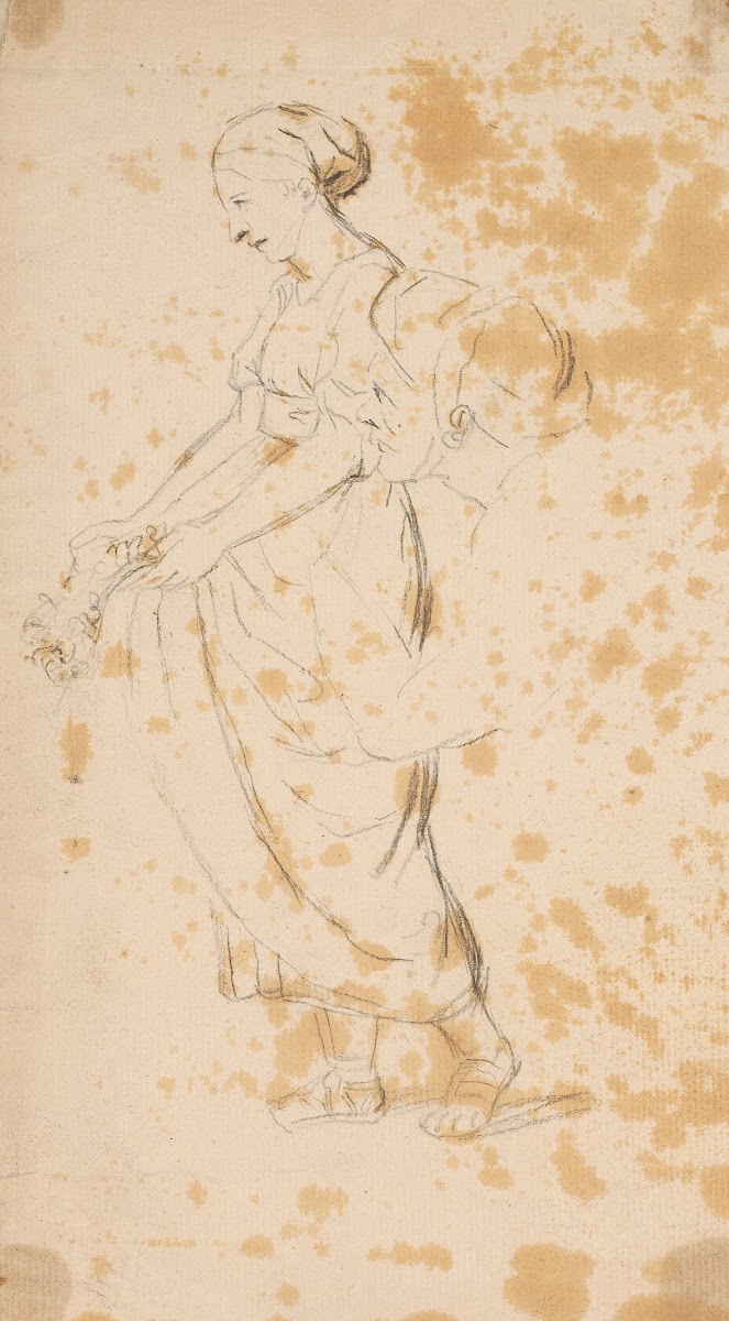 Standing Woman Head of Man