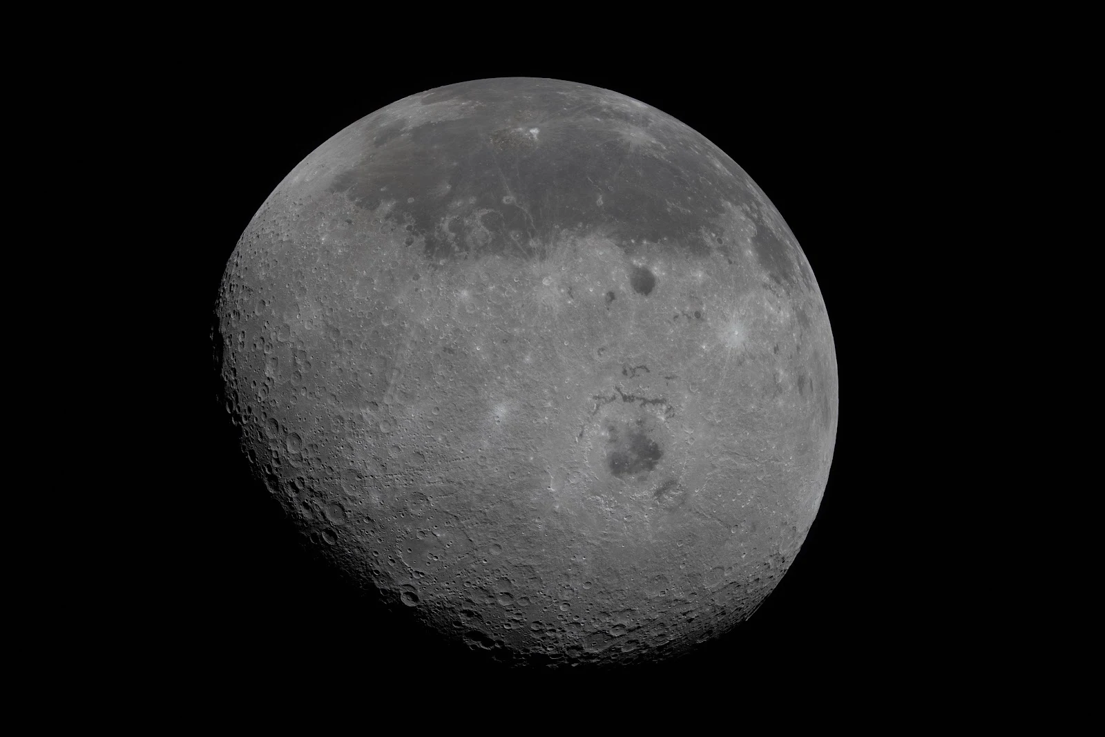 The Detailed Gibbous Moon - Space Astrophotography 5K Wallpaper (5297x3531)