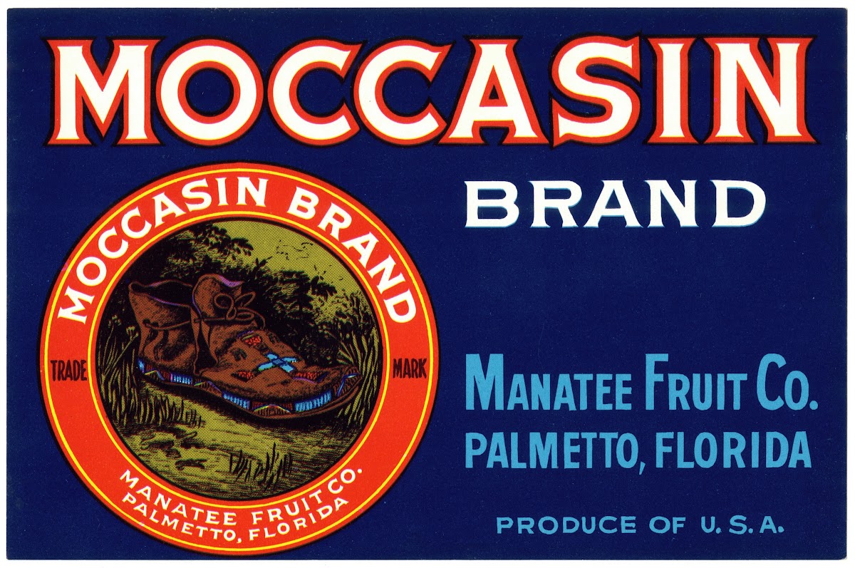 Moccasin Brand Fruit Label 1930s