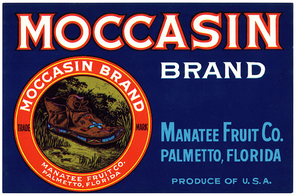 Moccasin Brand Fruit Label 1930s