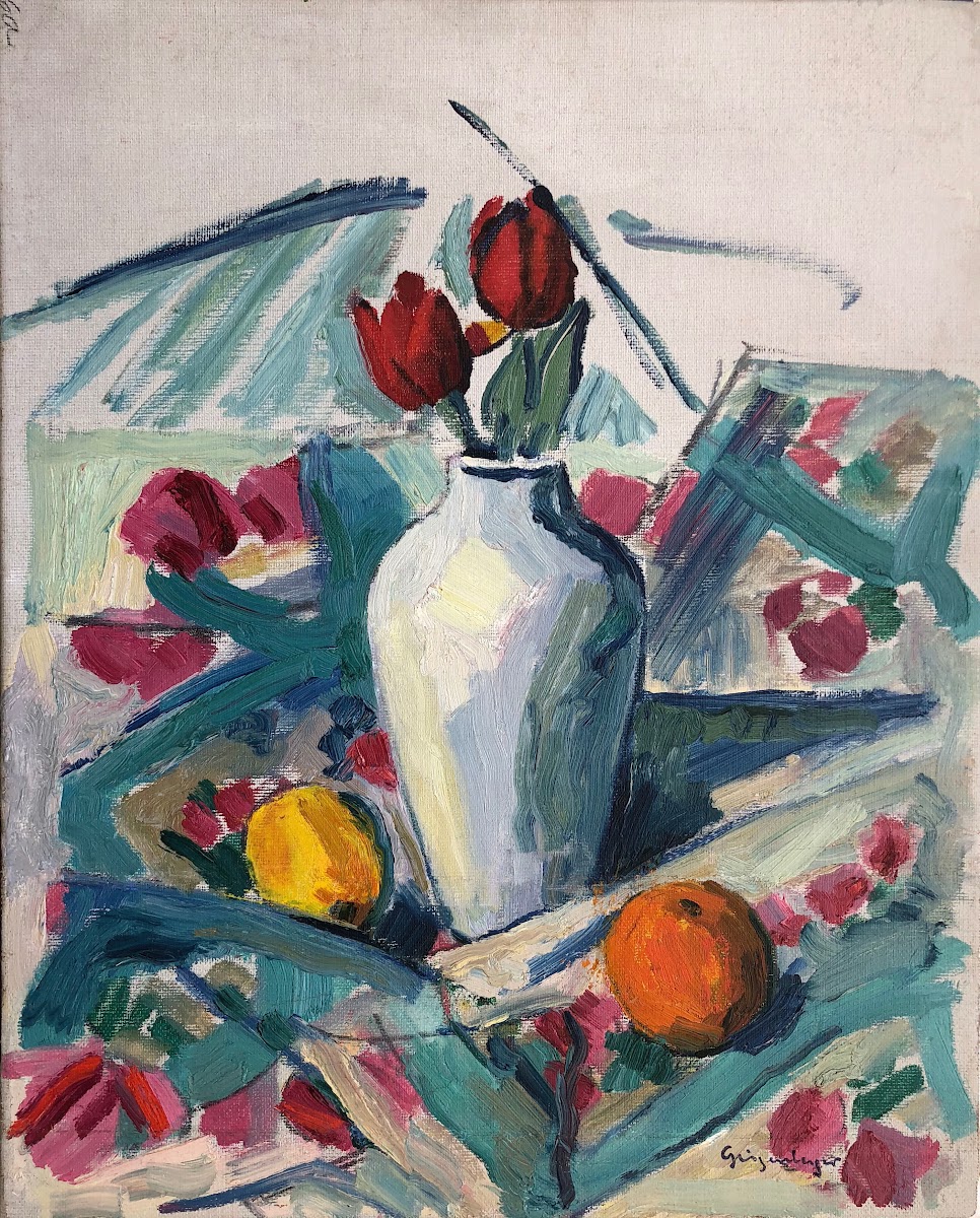 Tischstillleben mit Tulpen