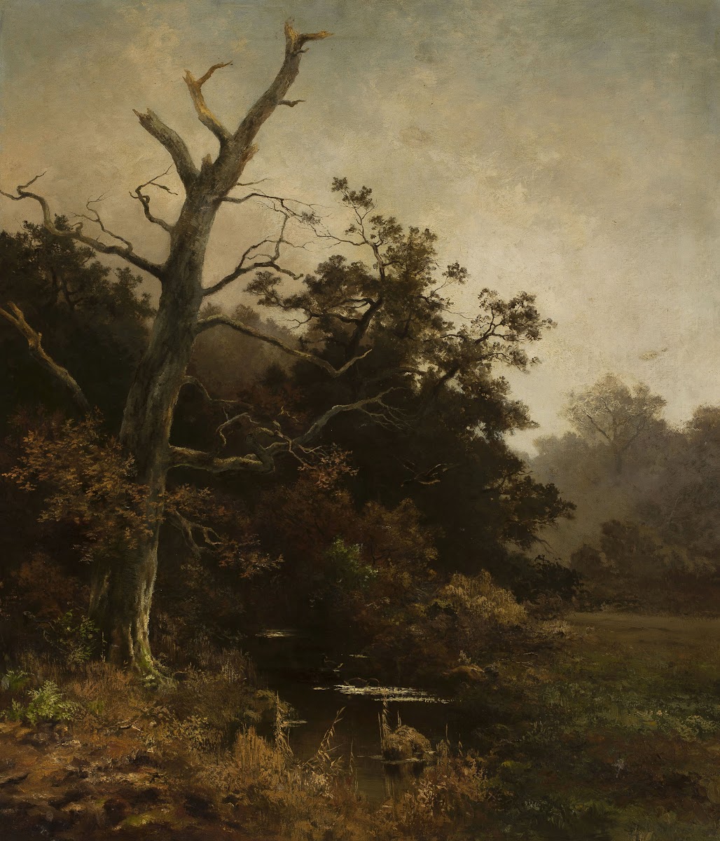 Withered tree on a river bank 1875