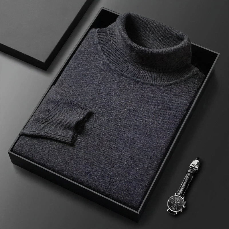 Men's Cashmere Sweater with Stand-Up Collar