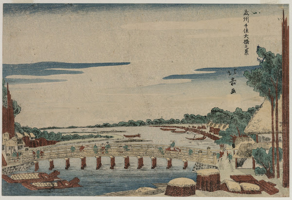 A View of the Great Bridge at Senju in Musashi Province c 1820s
