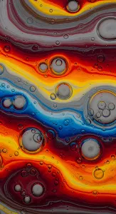 Macro Oil Bubbles on Vibrant Swirling Color Waves