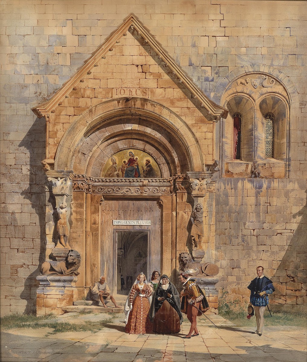 Kirchenportal und Personengruppe 1842