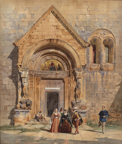 Kirchenportal und Personengruppe 1842