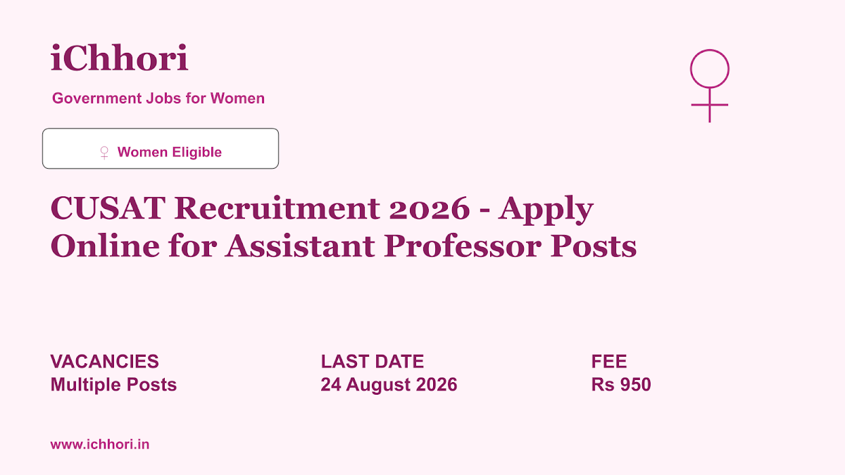 CUSAT Recruitment 2026 - Apply Online for Assistant Professor Posts - iChhori