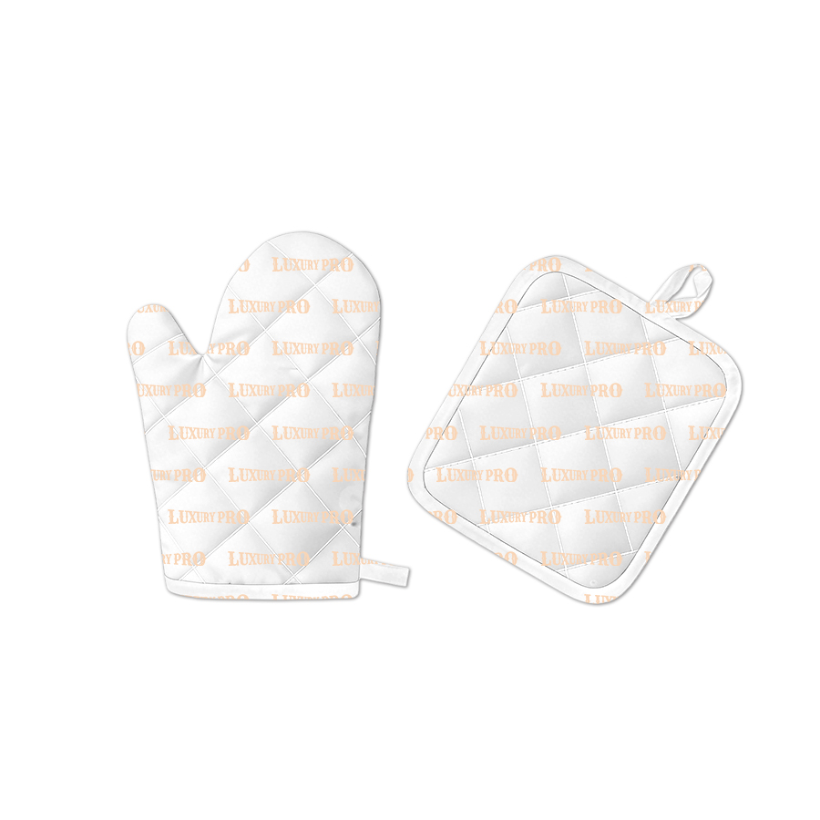 Oven Mitt + Pad Set (White Binding)