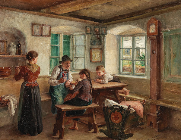 Idyllic Family Scene in the Parlour