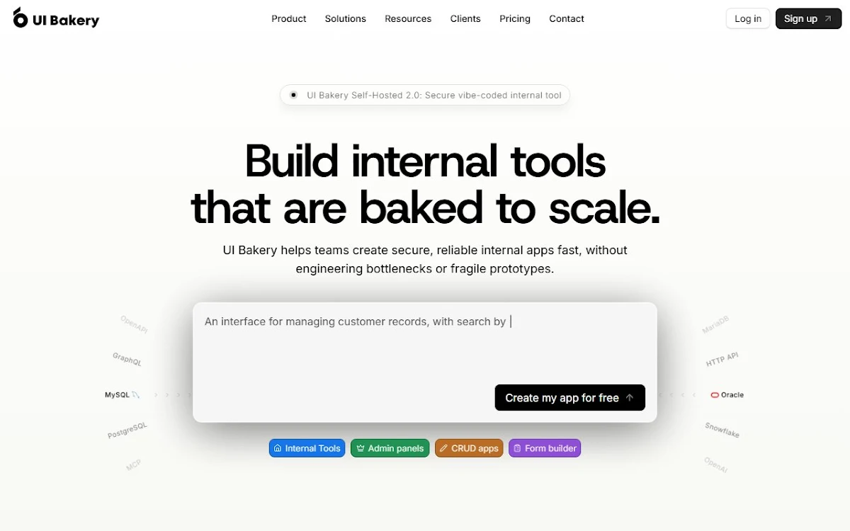 Captura de AI App Generator by UI Bakery