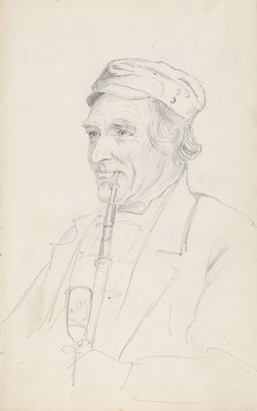 Portrett av mann med pipe between 1844   1854