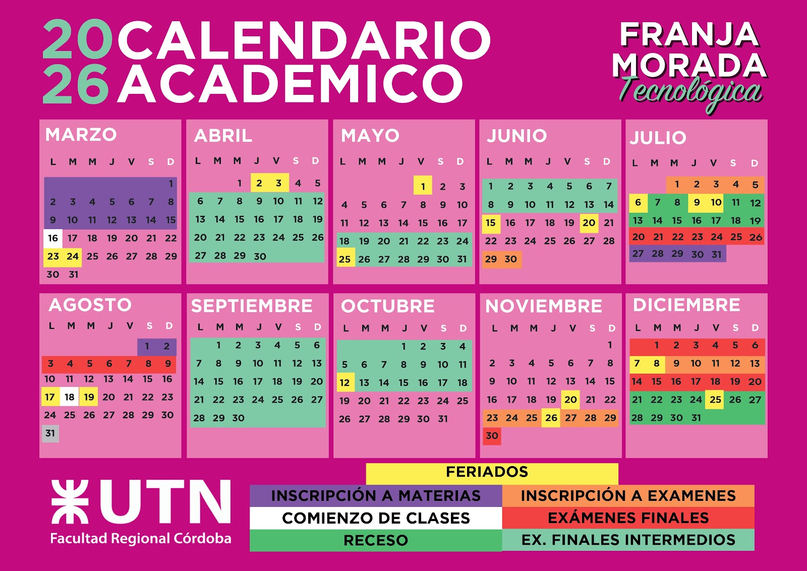 Ejemplo de calendario académico