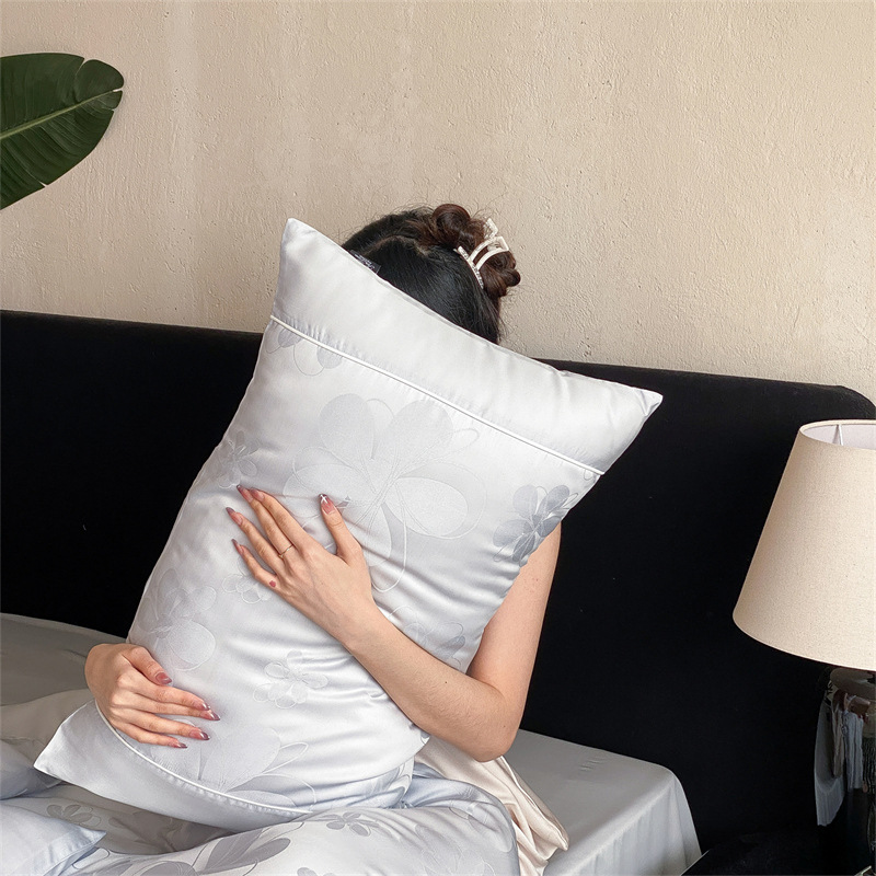Cotton Pillowcase with Jacquard Embroidery