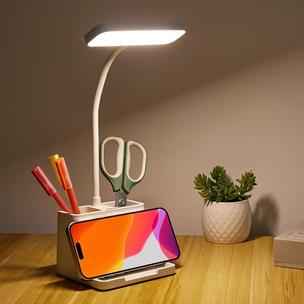 Aigostar Lámpara LED Táctil con Puerto USB y Portalápices
