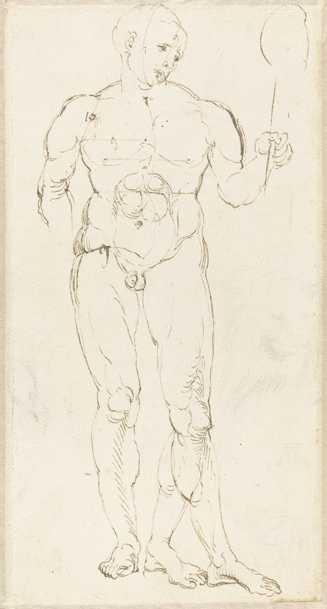 Male Nude Holding a Mirror recto c 1500