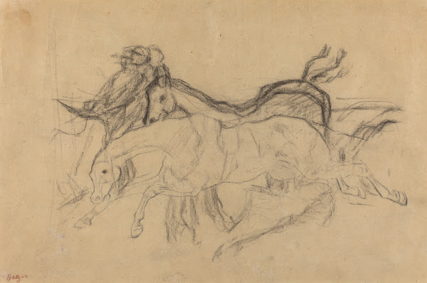 Racehorses study for Scene from the Steeplechase  The Fallen Jockey c 1881
