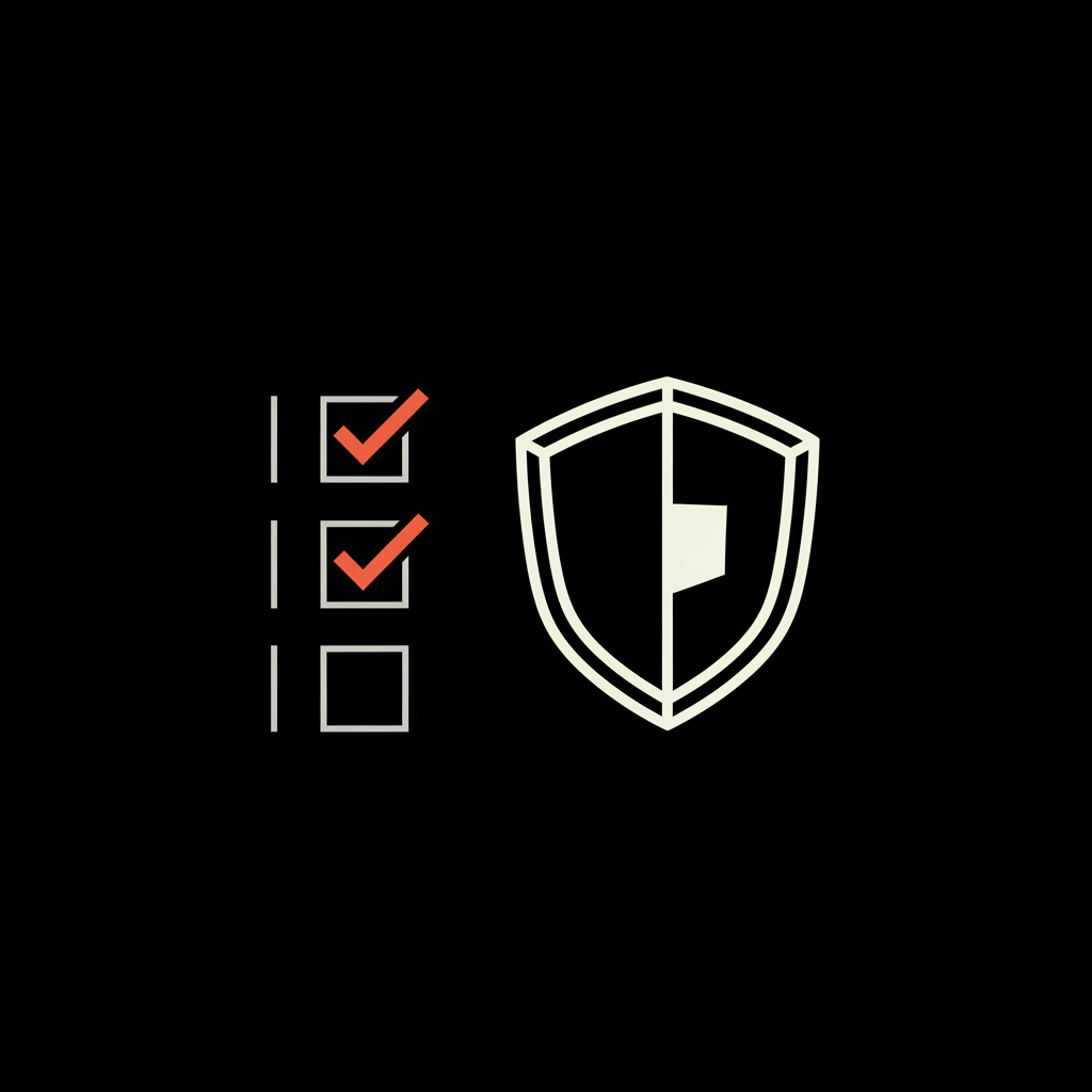 Minimal 2D vector checklist with shield icon for security and ownership to help claim an unused Instagram name, in Social Success Hub brand colors.