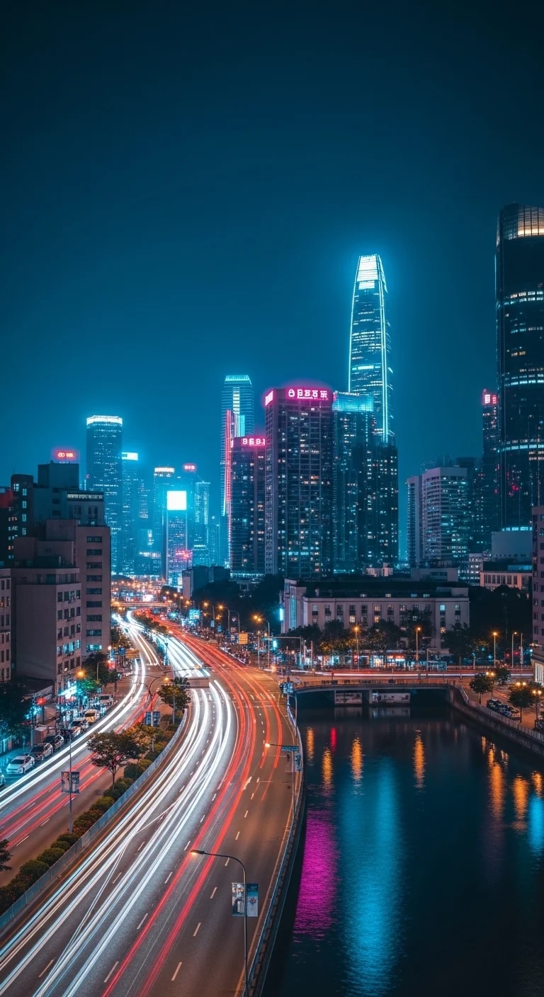 Hyper-Realistic Cyberpunk Cityscape at Night - Free 4K mobile Wallpaper