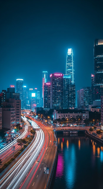 Hyper-Realistic Cyberpunk Cityscape at Night - Free mobile Wallpaper