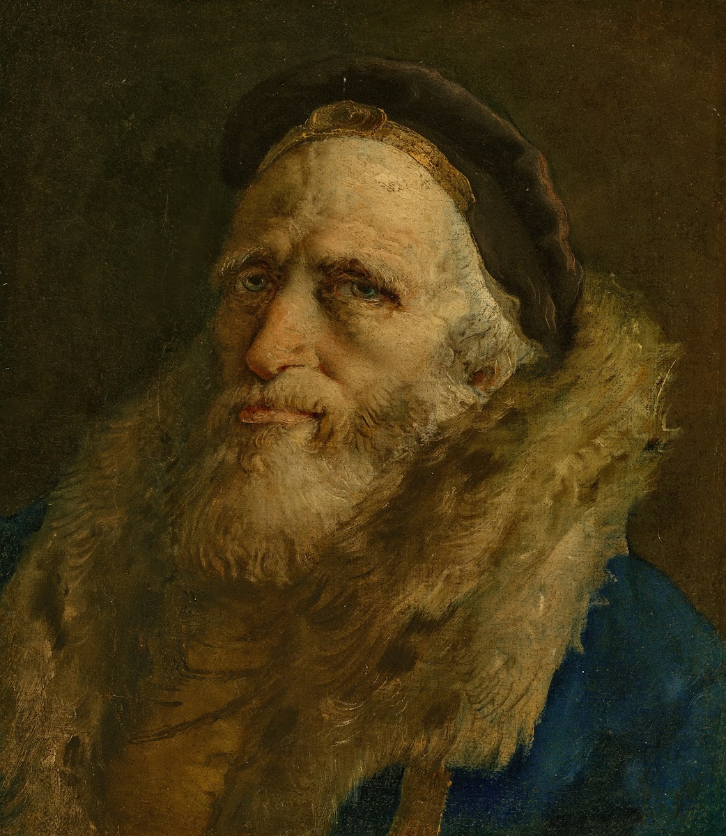 A bearded man in a fur lined coat 18th century