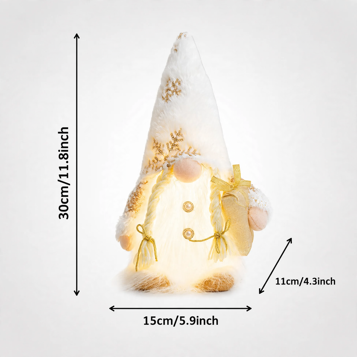 Glittering, luminous Christmas gnome